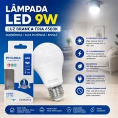 Lâmpada LED 9W Luz Branca Fria 6500K Econômica Alta Potência Bivolt Casa Quarto Sala Cozinha