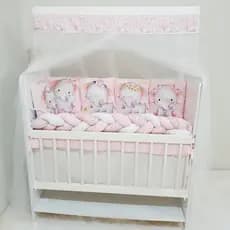 Kit Mini Berço com Saia de Berço 13 peças Bebê Menina
