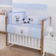 Kit Protetor de Berço Americano 12 pcs Bebê Menino Panda