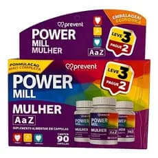 Power Mill Mulher Vitaminas A a Z Leve 3 Pague 2 c/90 caps Prevent Pharma