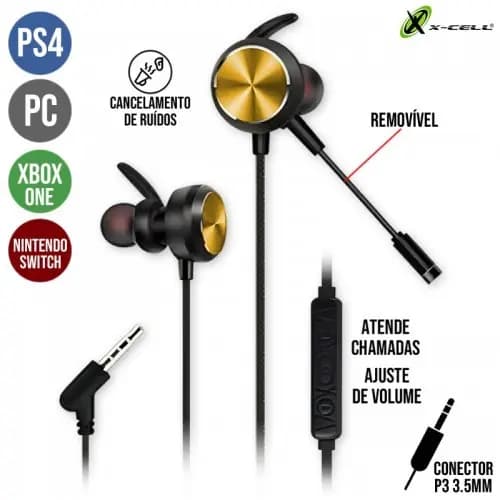 Fone de Ouvido Gamer c/ Fio e Microfone ergonômico P2 3.5mm Tecdrive p/ PS4 XBOX ONE NSWITCH PC GAMER CELULAR