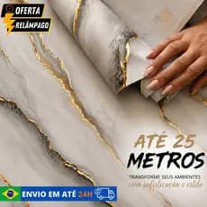 Papel de Parede Mármore Dourado para Quarto Sala Imperial 5m x 45cm Adesivo Marmorizado Autocolante