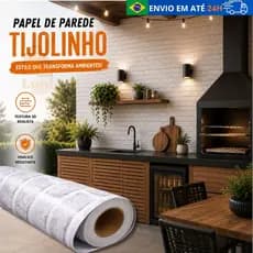 Papel de Parede Tijolinho Branco Tijolo para Quarto Sala Adesivo 5M x 45cm Autocolante Decoração Envelopamento