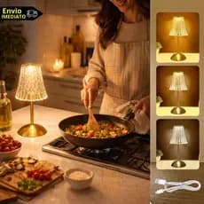 Luminária LED Sem fio Recarregável 3 Tons Abajur Cristal Candeeiro Cabeceira Decoração Sala Quarto Presente
