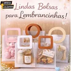 Kit Bolsas 5 e10 Sacola De Presente Fosca Translúcido Alça Redonda Couro Sintético Em Cores Variadas