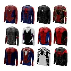Camisa Camiseta Traje Homem Aranha 3D Manga longa Dry fit - Com Proteção Uv50+ / corrida / casual / Academi (Unissex)