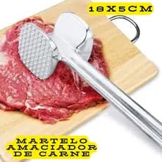 Martelo Amaciador Para Carne Em Alumínio Cozinha Bater Bife Top Chef Aço Inoxidável 21cm