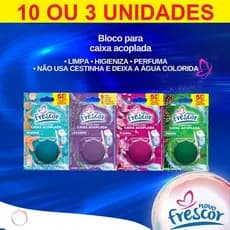 Conjunto 10 Ou 3 Blocos Para Caixa Acoplada 45g Novo Frescor Tablete Pastilha Sanitário Ou 3 Blocos