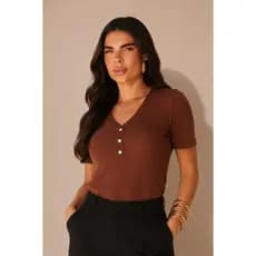 Blusa Feminina Ribana Manga Curta Básica Ajustada Solange | Livny