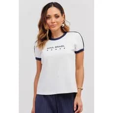 Blusa Feminina Meia Malha Estampa Brasil Confortável