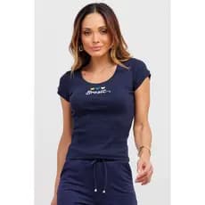 Blusa Feminina Ribana Ajustada Estampa Coração Brasil