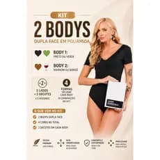 Kit 2 Body Poliamida Dupla Face - Decote V e Decote Redondo