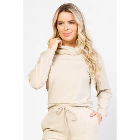 Conjunto Feminino Molecotton Gola Boba Gaia Livny Blusa Calça Casual Comfy Confortável Inverno