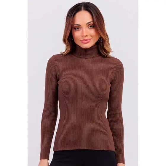 Blusa Feminina Tricot Gola Alta Manga Longa Naelle | Livny