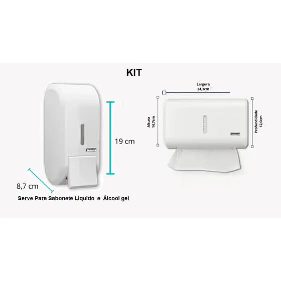 Kit Dispenser de Sabonete Líquido 400ml e Dispenser de Papel Toalha - Compacto Premisse