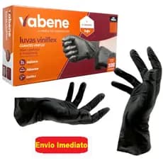 Luva Descartável Viniflex Vinil Cor Preta Sem Pó 100un Vabene