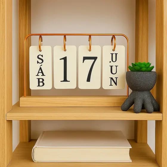 Calendário de Mesa Decorativo com Plaquinhas Preto Rose Dourado Permanente Escritório
