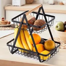 Fruteira de Mesa Cesto Multiuso de metal Portátil Organizador para Casa Cozinha Escritório