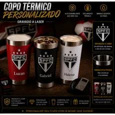 Copo do seu TIME TRICOLOR Térmico 473ml Personalizado a laser