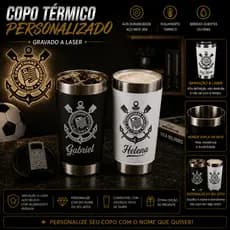 Copo do TIMAO  SIMBOLO COM NOME personalizado a Laser Térmico 473ml