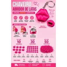 Kit Chaveiro Abridor de Latas em Formato de Boca Ideal Para presentes