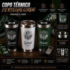 Copo do seu time  Verdão Térmico 473ml Personalizado a laser