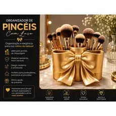 Organizador de Pincéis de Maquiagem com Laço Decorativo