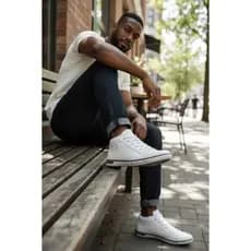 Tênis Masculino Casual Couro Ecológico Sapatênis Cano Médio