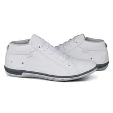 Sapatênis Masculino Casual Cano Alto Branco Elástico e Zíper Estilo Botinha Sapato Tênis