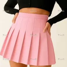 Saia Colegial / Anime / Cosplay / Pregueada, Rosa Bebê ADULTO E INFANTIL