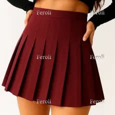 Saia Colegial / Anime / Cosplay / Pregueada, Vermelho (Marsala) ADULTO E INFANTIL