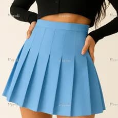 Saia Colegial / Pregueada / Anime / Cosplay, Azul bebê ADULTO E INFANTIL