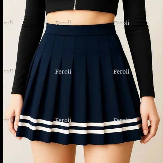 Saia colegial / anime / cosplay pregueada Azul Marinho com listra ADULTO E INFANTIL