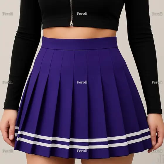 Saia Colegial / Anime / Pregueada, Roxo com listra ADULTO E INFANTIL