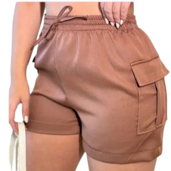 Shorts Feminino Jogger com bolsos laterais moda verão veste até o 46