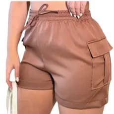 Shorts Feminino Jogger com bolsos laterais moda verão veste até o 46