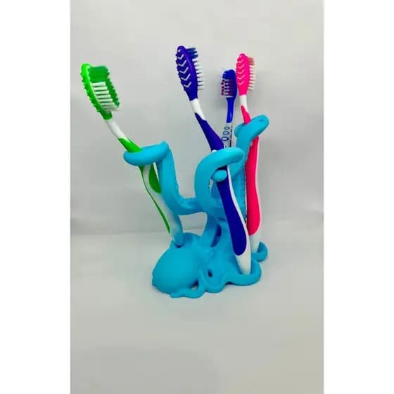 Porta Escova de Dente Infantil Formato Polvo - Suporte Divertido Banheiro Kids - Organizador Escovas de Dentes