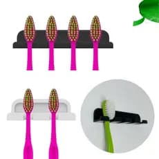 Porta Escova de Dente Parede Adesivo Sem Furar - Suporte Organizador Escovas de Dente Banheiro - 2 ou 4 Escovas