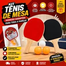Kit Tênis de Mesa Ping Pong com 2 Raquetes e 3 Bolinhas Jogo Esportivo Lazer Família Infantil Adulto