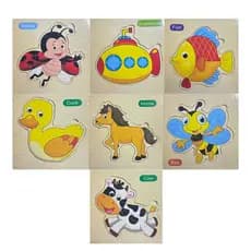 Kit 5 Quebra-Cabeça 3D Animais em Madeira 15x15cm Educativo Infantil