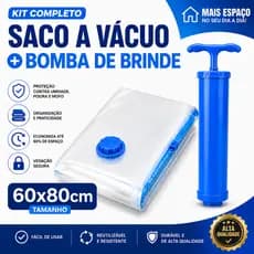 Kit Saco a Vácuo 60x80cm com Bomba Manual Organizador para Roupas, Cobertores, Edredons e Viagem
