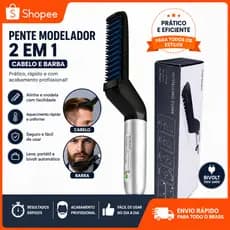 Escova Barba Chapinha Modelador Pente Portatil Para Cabelo Masculino Pente Eletrico Alisadora