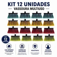 Kit 12 Vassouras Sem Cabo Nylon Cerdas Macias Multiuso Limpeza Casa Piso - NZ Armarinhos