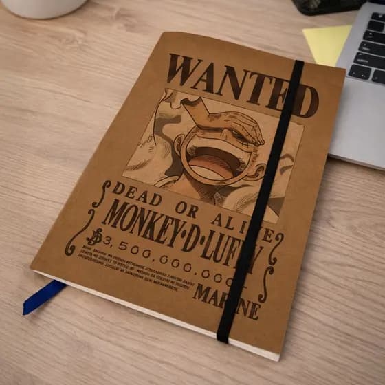 Caderno Sketchbook One Piece Luffy Gear 5 A5 (21x14cm) Capa Kraft | Joyboy + cartela de adesivos