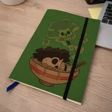 Caderno Sketchbook One Piece Brook Ramen Soul King A5 (21x14cm) Capa Kraft + cartela de adesivos