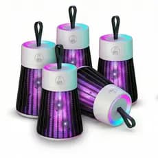 Kit com 5 Luminária Mata Mosquito USB Recarregável Armadilha Elétrica LED UV Anti Pernilongo Portátil