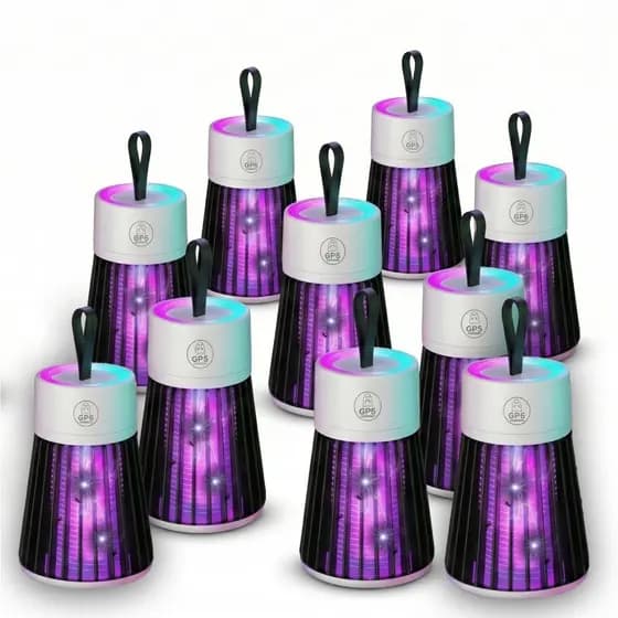 Kit com 10 Luminária Mata Mosquito USB Recarregável Armadilha Elétrica LED UV Anti Pernilongo Portátil