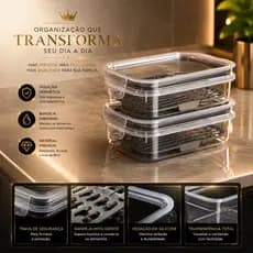 Kit 2 Potes Hermético Porta Frios Com Travas Cesto Escorredor 500 ML Frutas Vegetais Alimentos