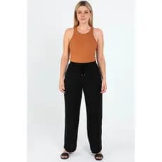 Calça Pantalona Feminina Tecido Duna Cintura Alta com Bolsos