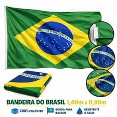 BANDEIRA DO BRASIL GRANDE NO CETIM COM BORDA PARA BASTÃO CORES VIVAS 1,40 X 90 COPA DO MUNDO